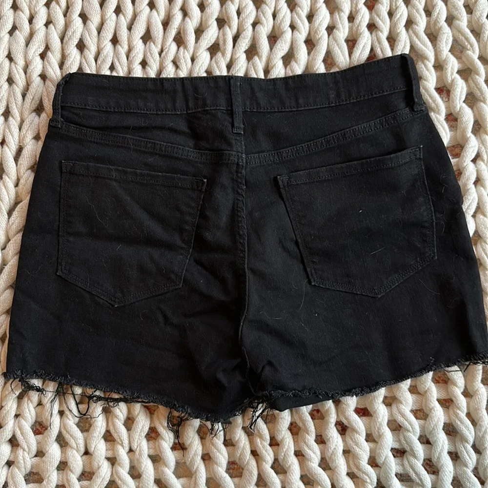 Black Button-up High-rise Jean Shorts - Picture 3 of 5
